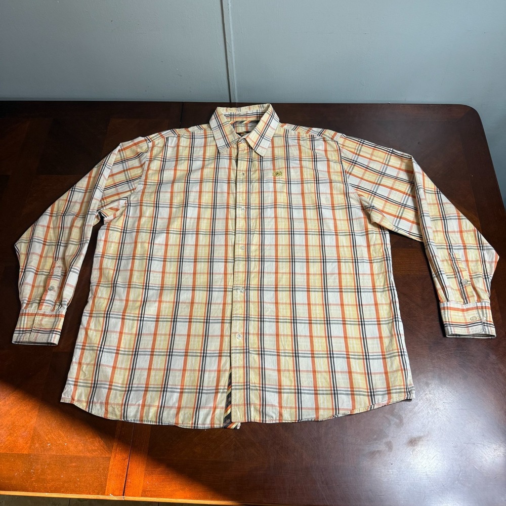 Pelle Pelle‎ 3XL Plaid Button Up Shirt Hip Hop Streetwear Embroidered Logo